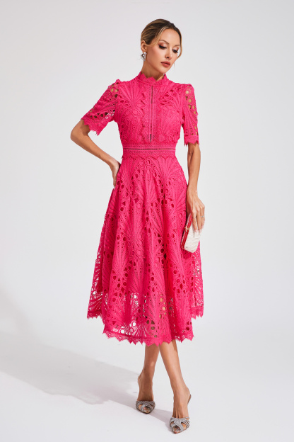 Venus Rose Red Cut Out Midi Dress