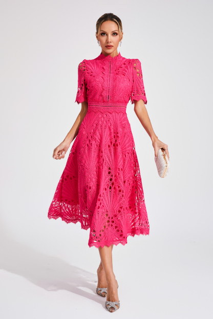 Venus Rose Red Cut Out Midi Dress