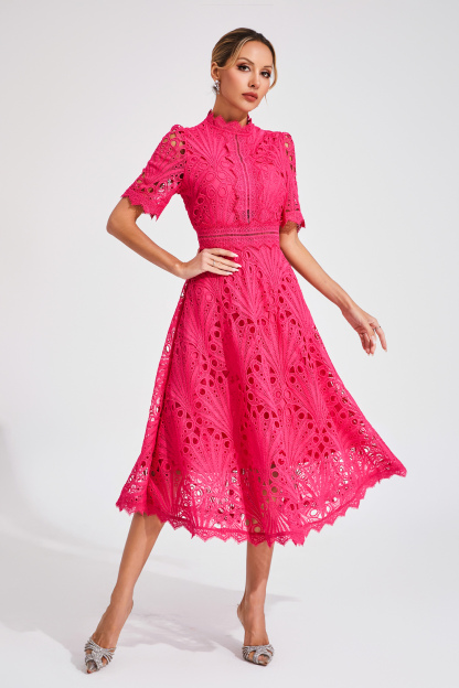 Venus Rose Red Cut Out Midi Dress