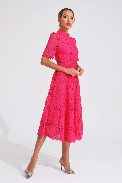 Venus Rose Red Cut Out Midi Dress