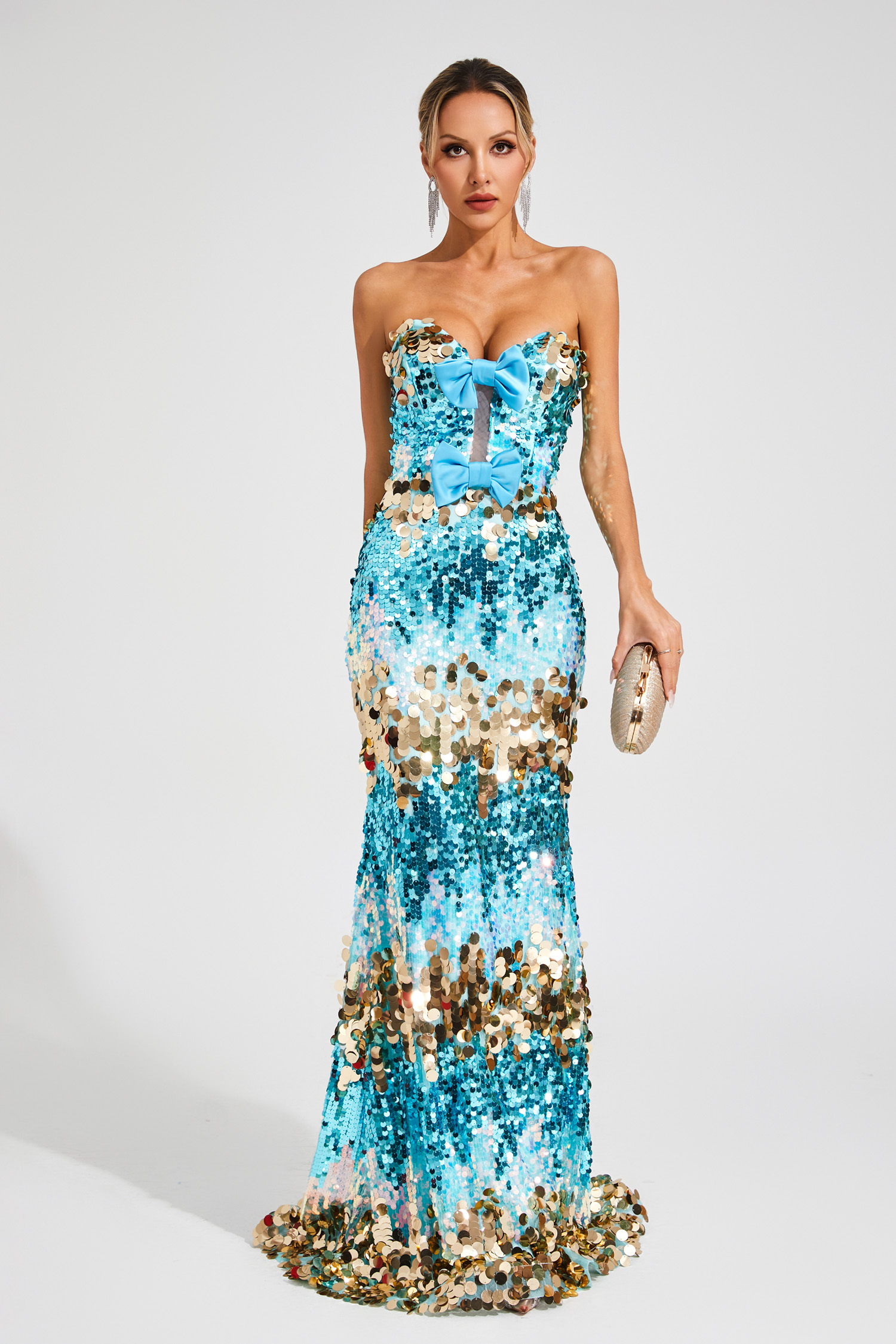 Duncan Blue Sequins Bandage Dress