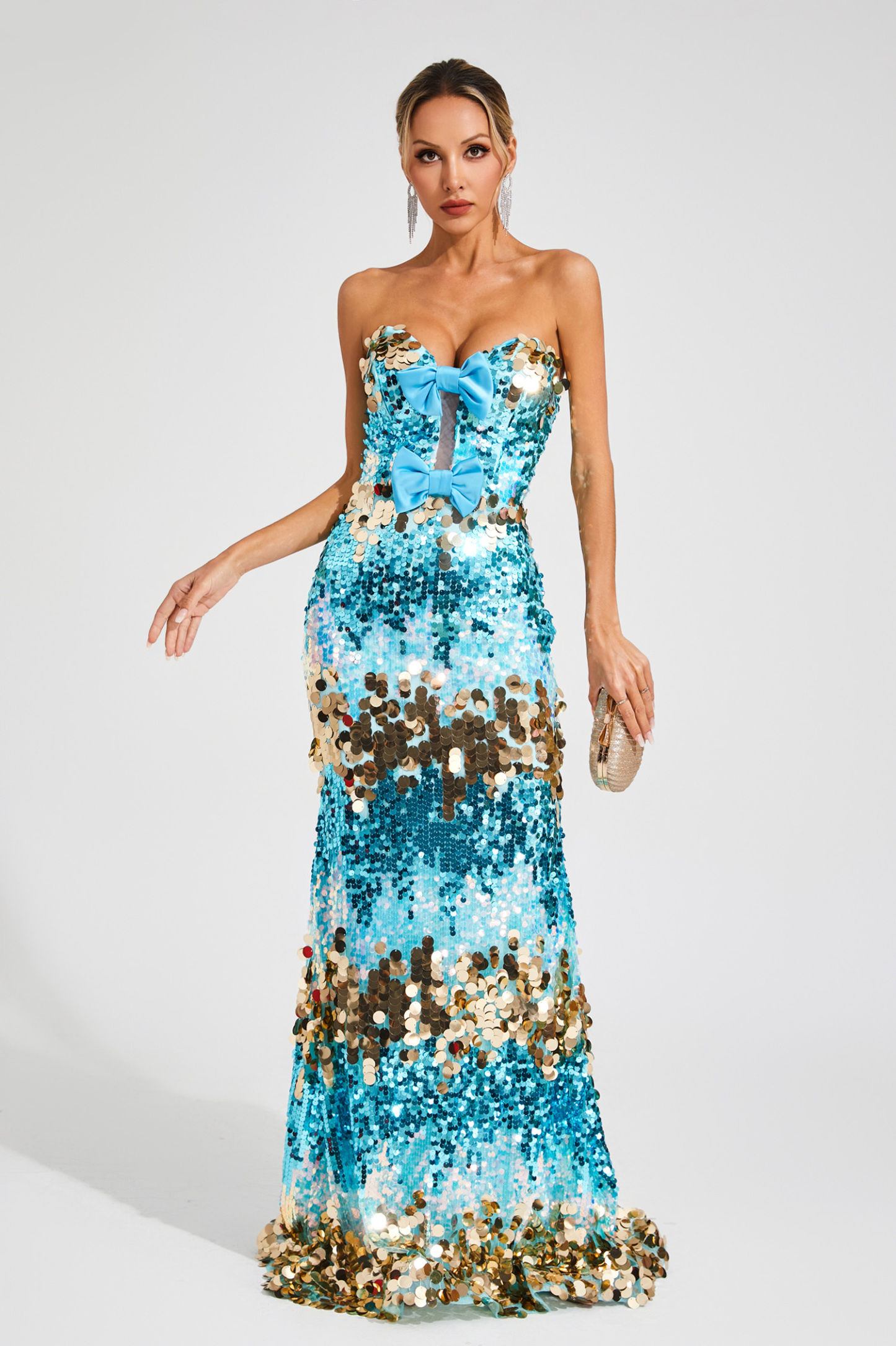 Duncan Blue Sequins Bandage Dress