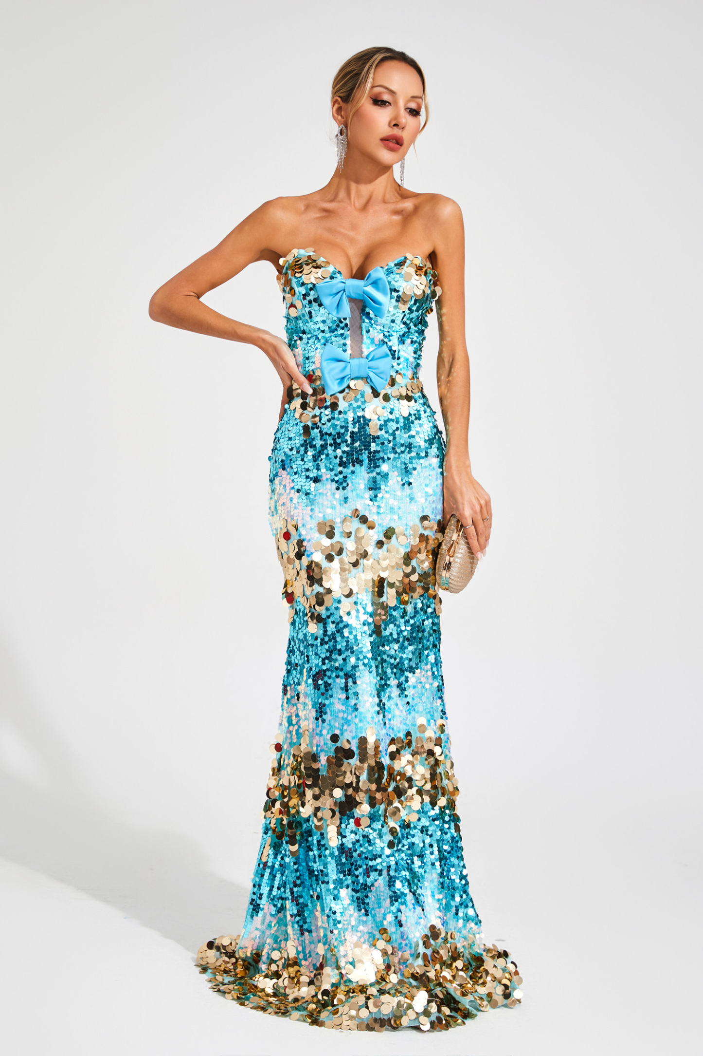 Duncan Blue Sequins Bandage Dress