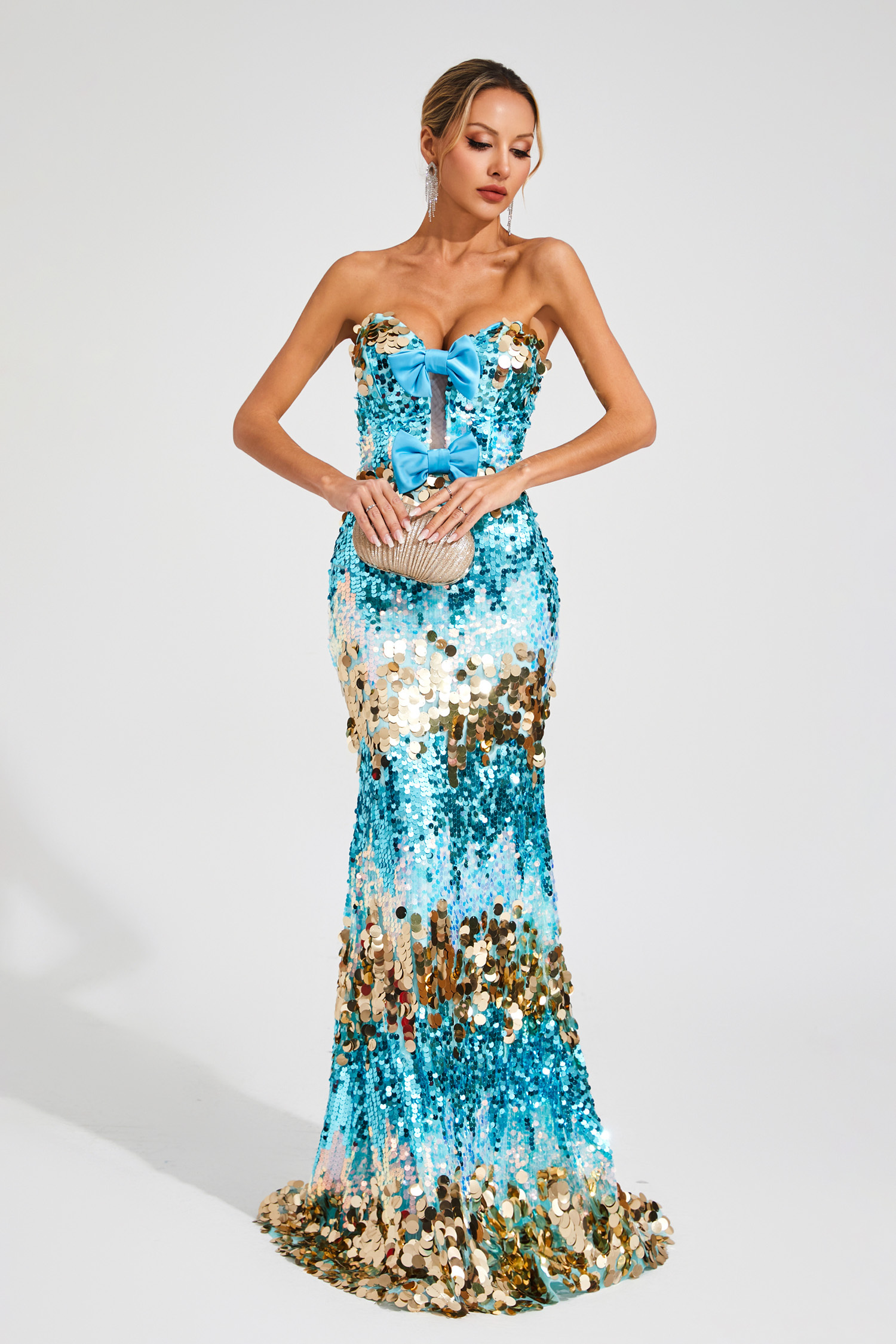 Duncan Blue Sequins Bandage Dress