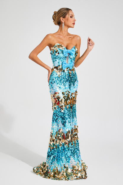 Duncan Blue Sequins Bandage Dress