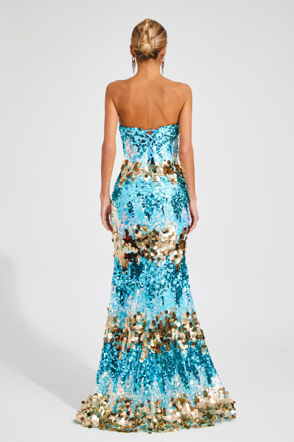 Duncan Blue Sequins Bandage Dress