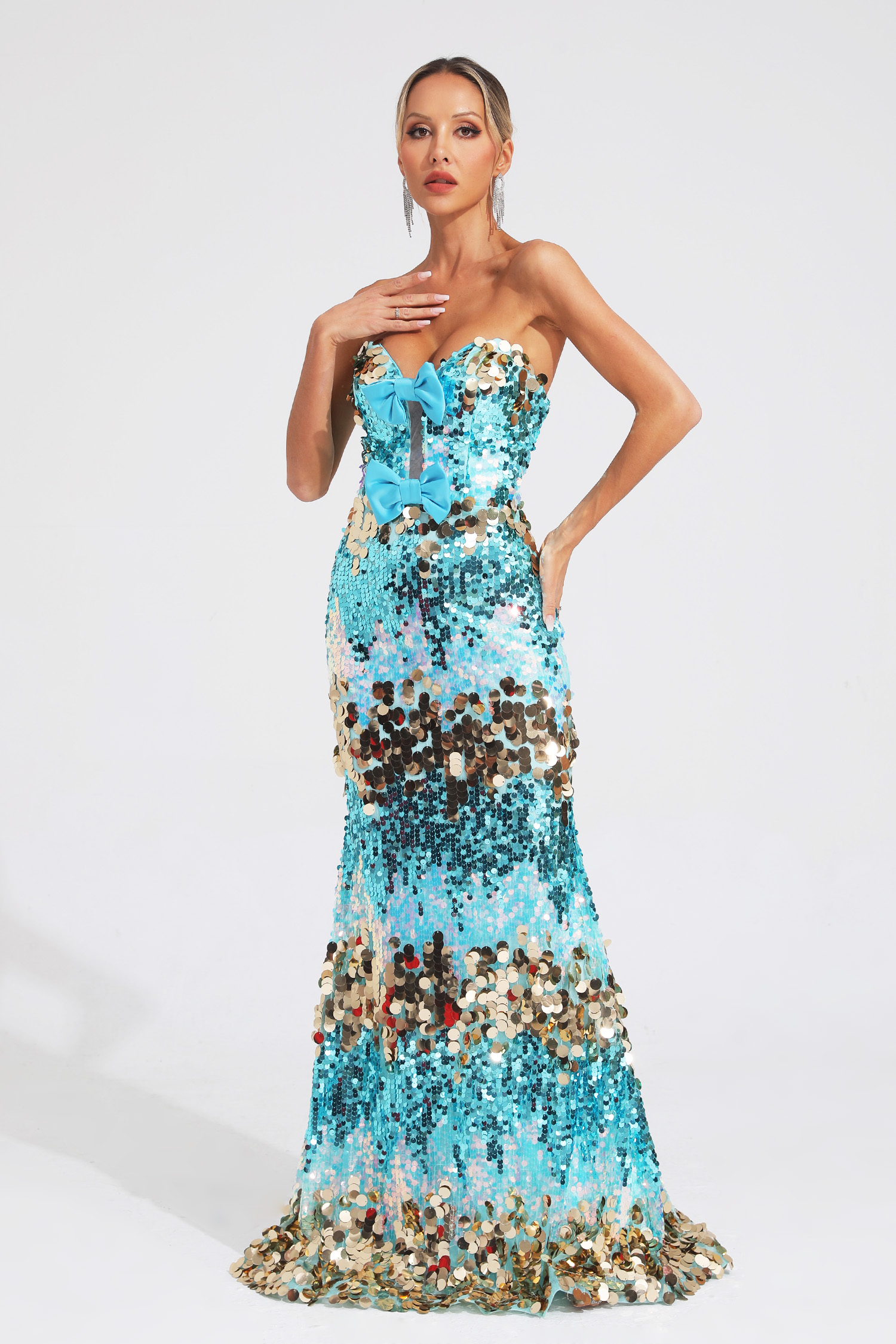 Duncan Blue Sequins Bandage Dress
