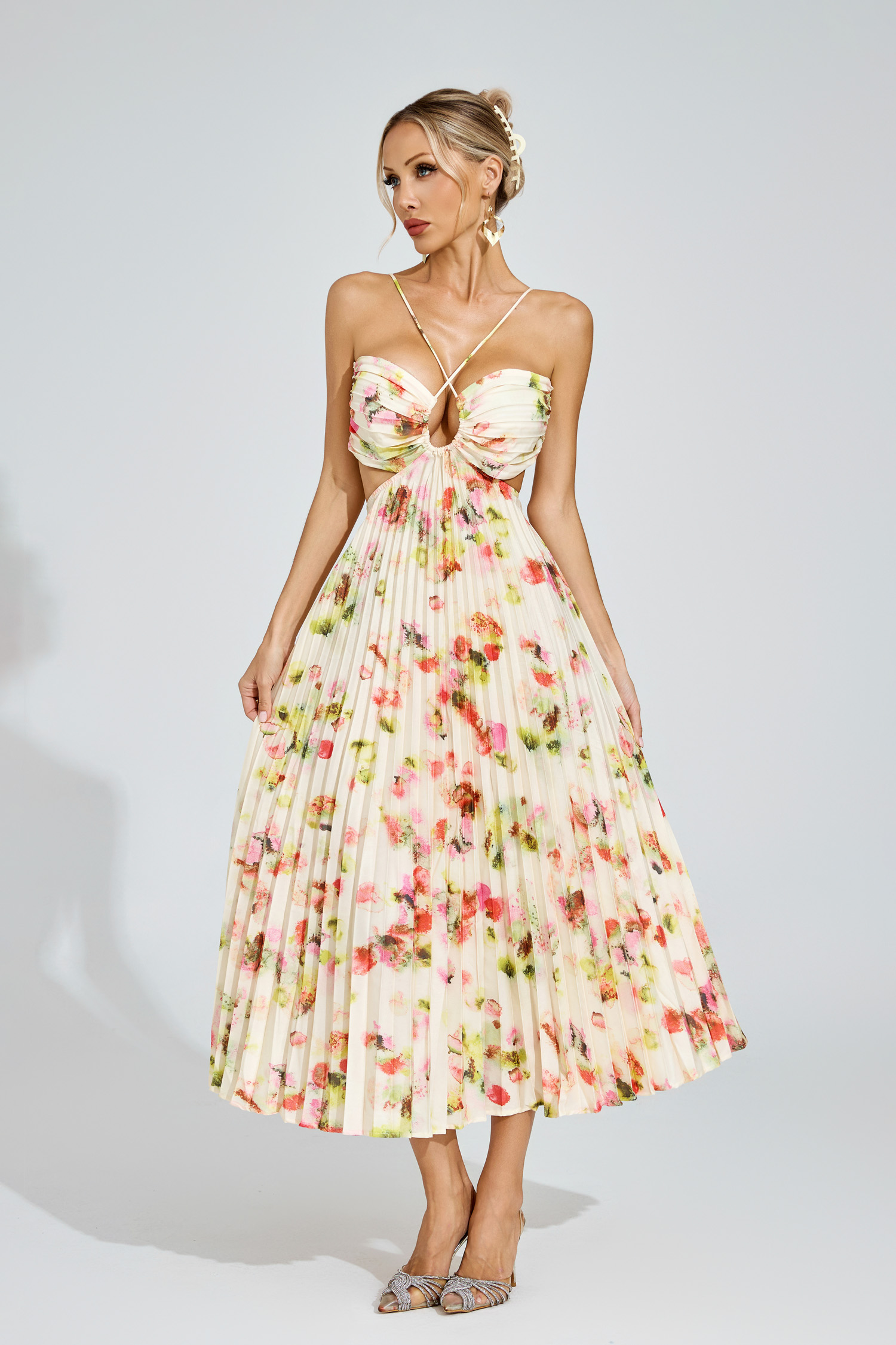 Polly Floral Pleated Maxi Dress