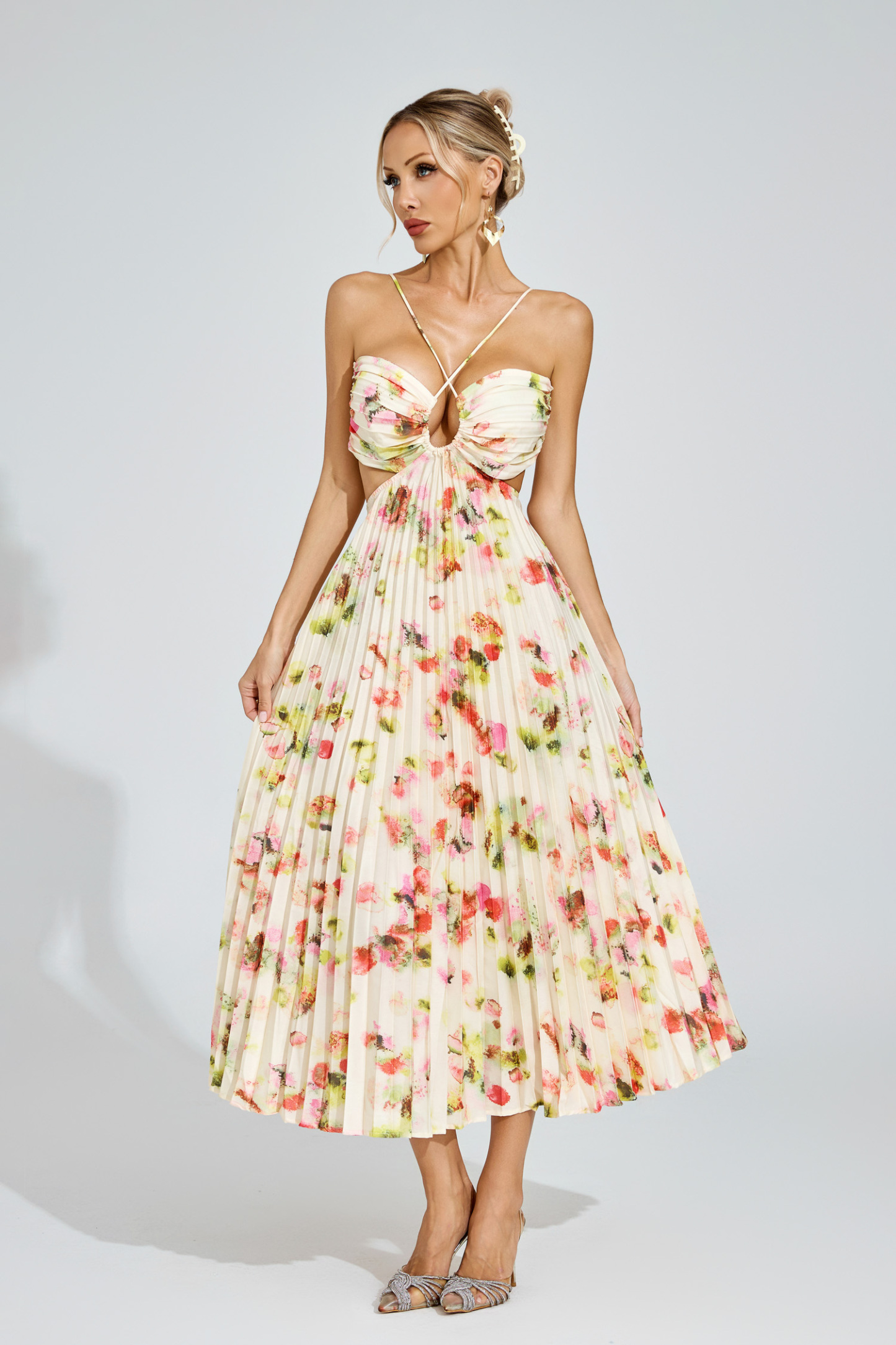 Polly Floral Pleated Maxi Dress