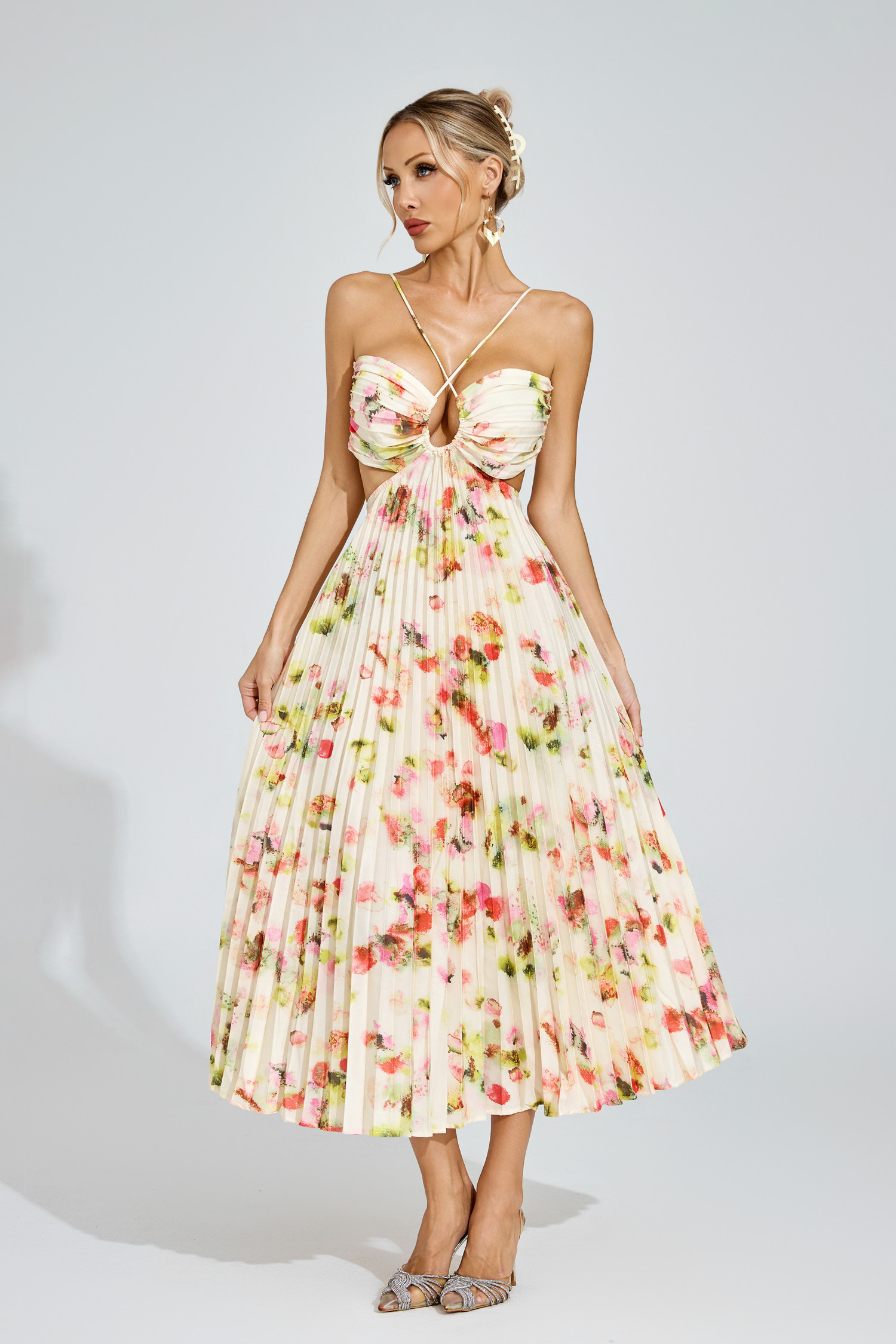 Polly Floral Pleated Maxi Dress