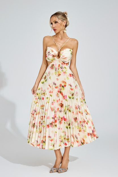 Polly Floral Pleated Maxi Dress