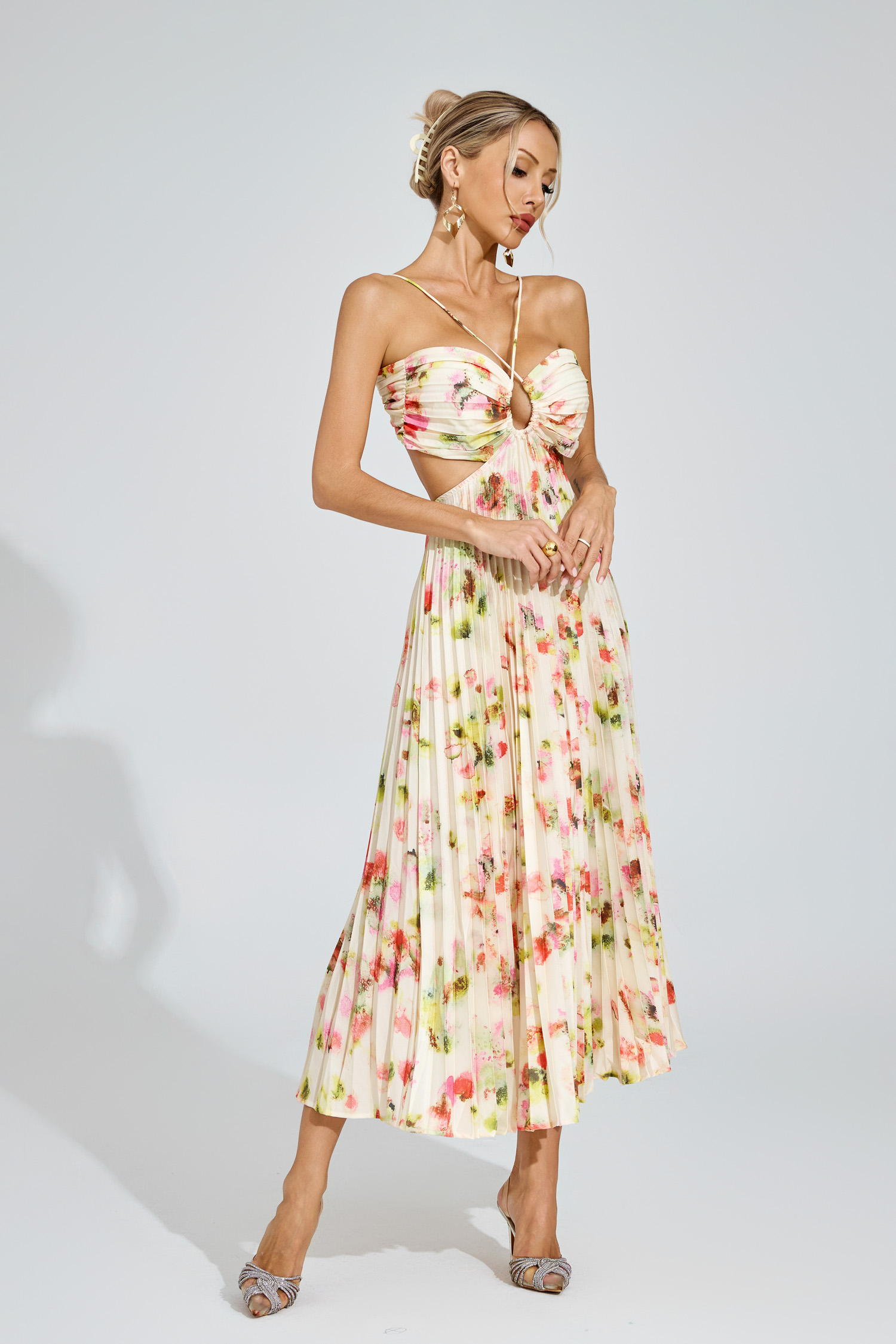 Polly Floral Pleated Maxi Dress