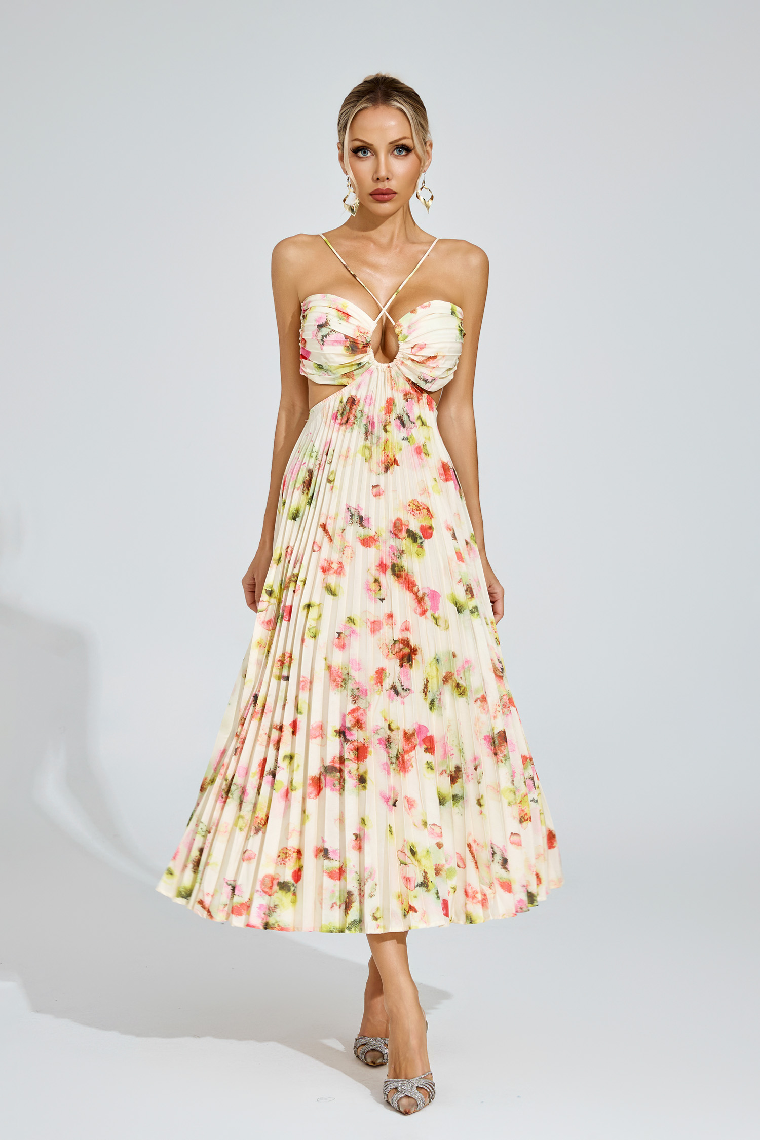Polly Floral Pleated Maxi Dress