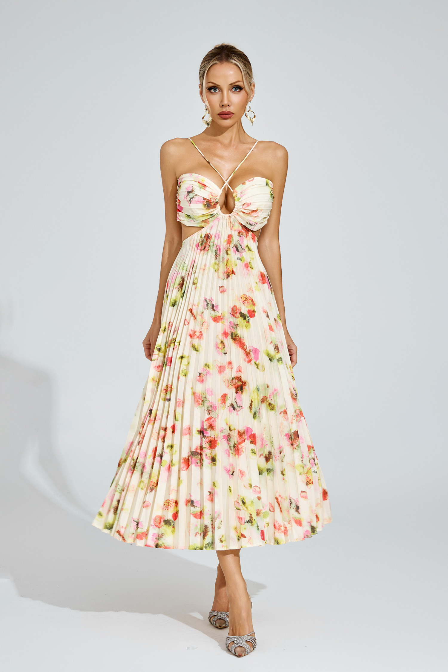 Polly Floral Pleated Maxi Dress