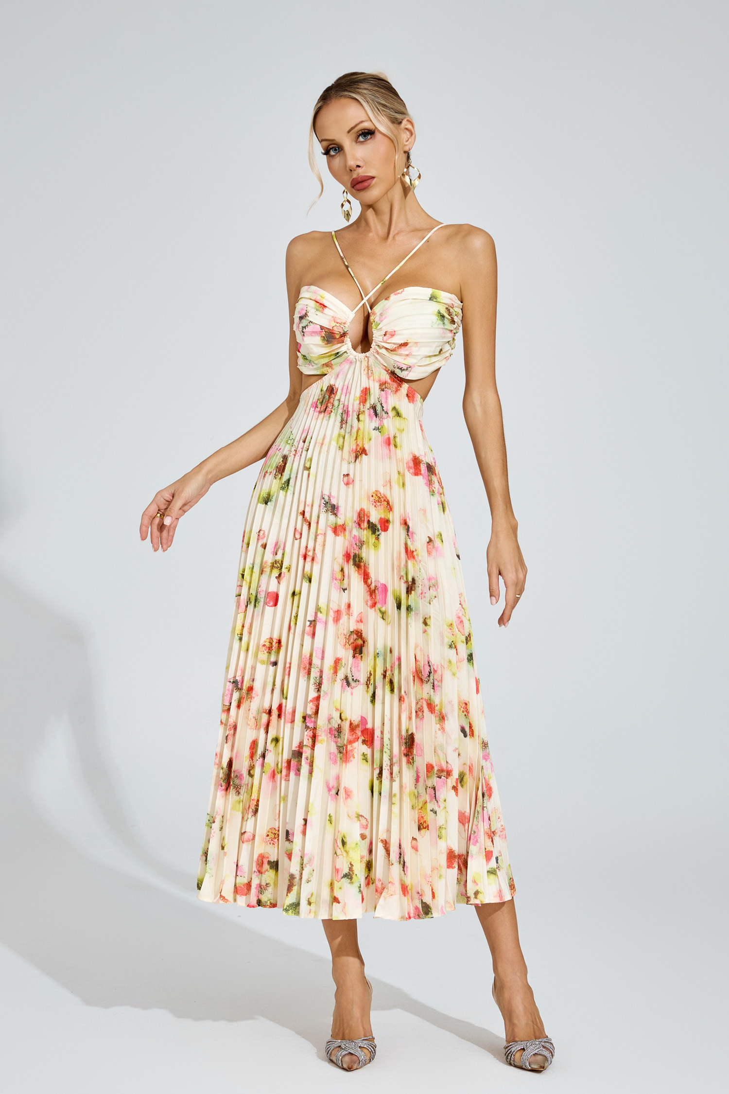 Polly Floral Pleated Maxi Dress