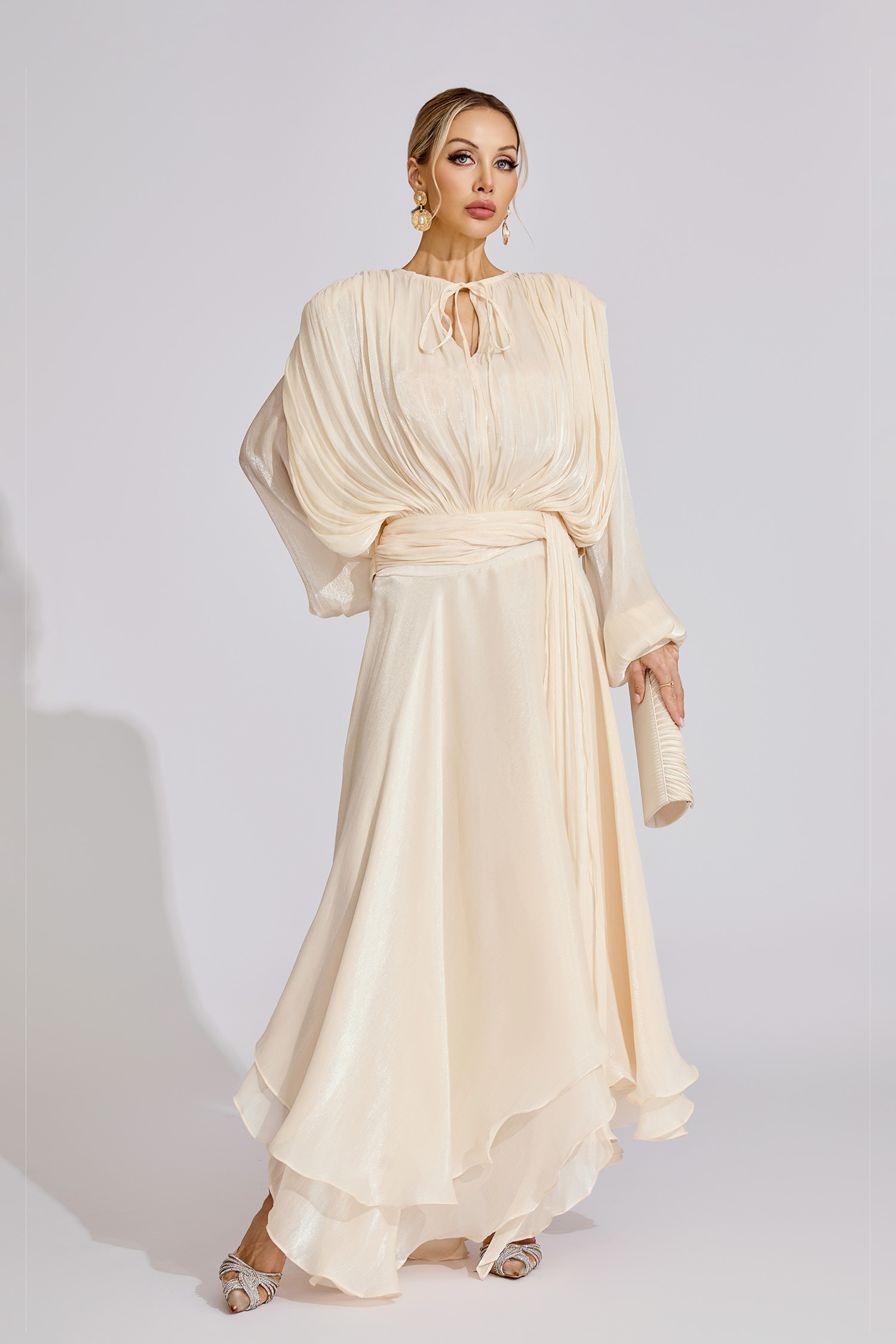 Ingemar Apricot Long Sleeve Maxi Dress