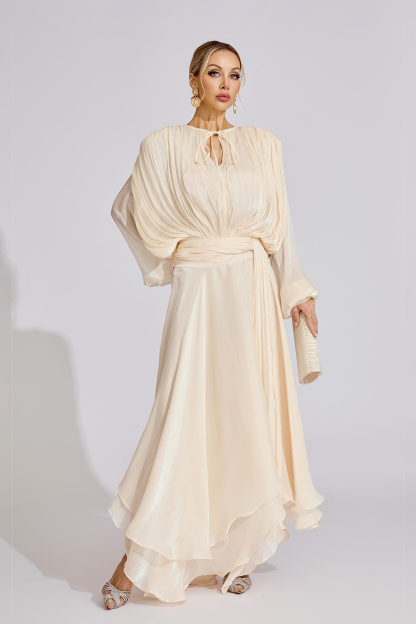 Ingemar Apricot Long Sleeve Maxi Dress
