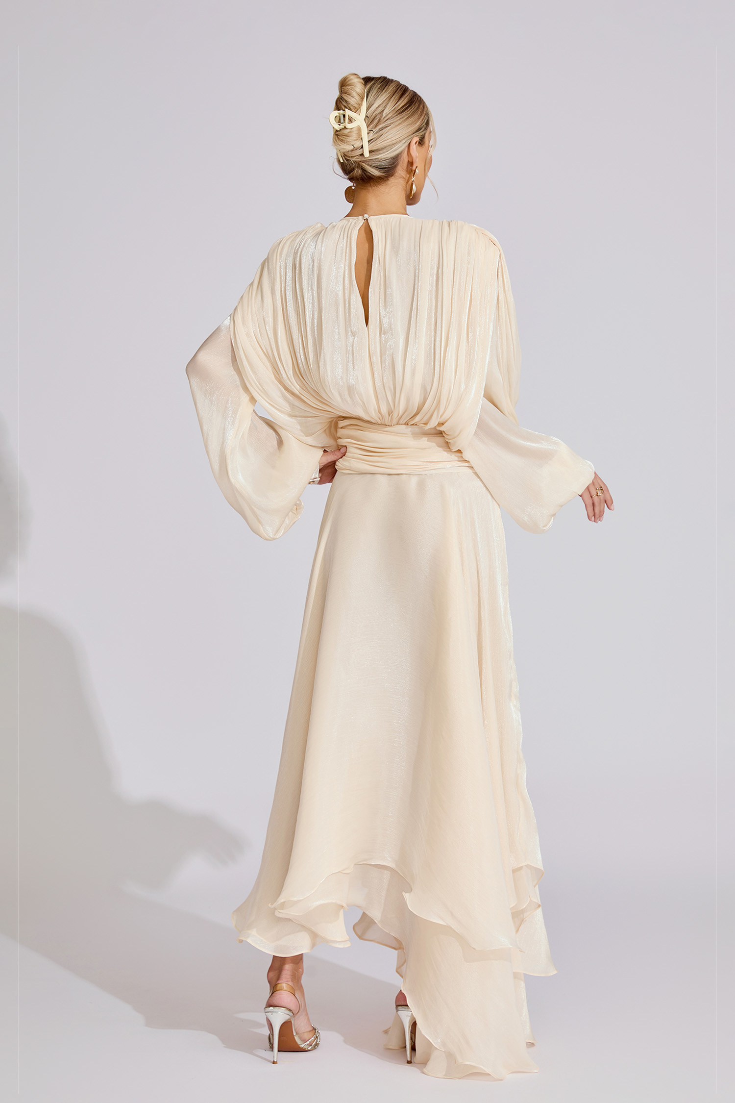 Ingemar Apricot Long Sleeve Maxi Dress