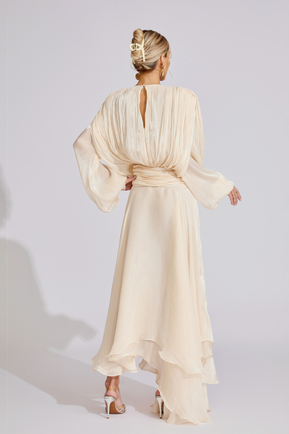 Ingemar Apricot Long Sleeve Maxi Dress