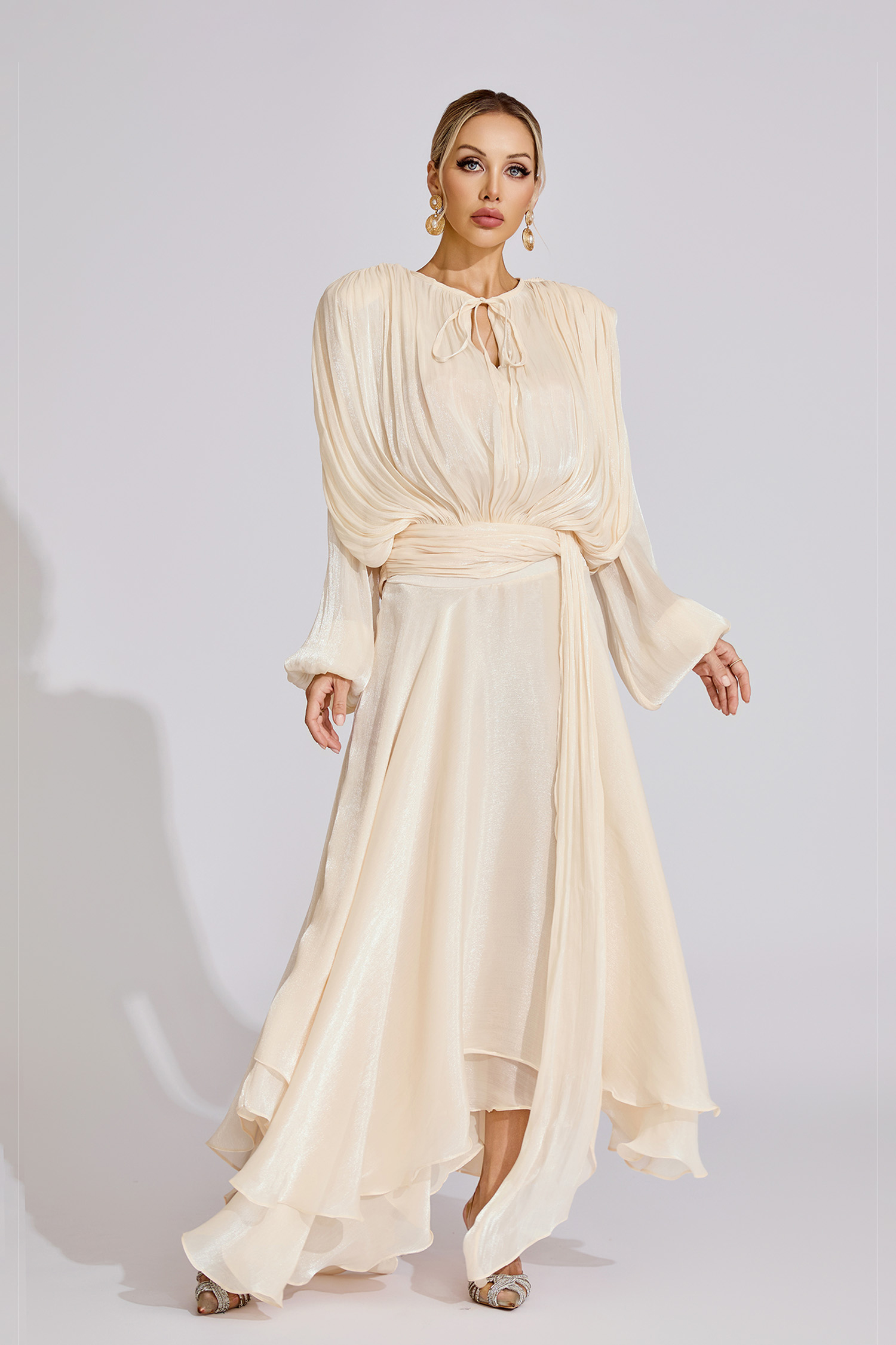 Ingemar Apricot Long Sleeve Maxi Dress