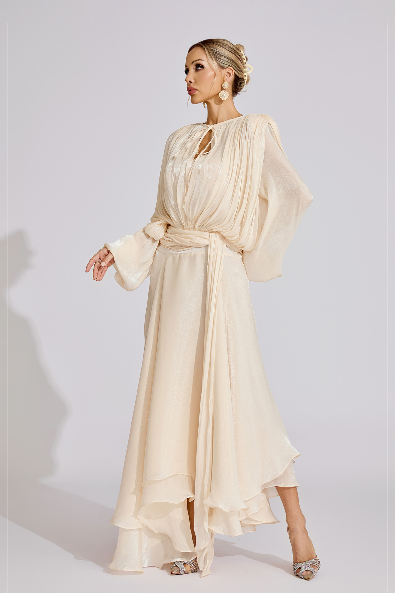 Ingemar Apricot Long Sleeve Maxi Dress