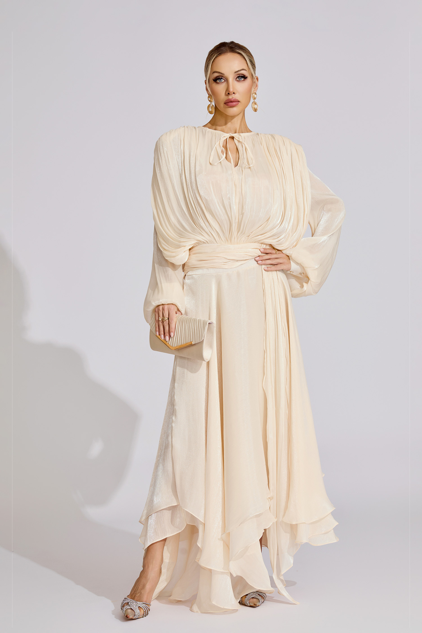 Ingemar Apricot Long Sleeve Maxi Dress