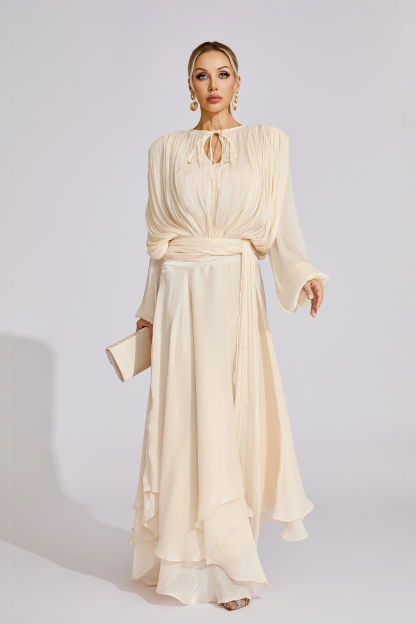 Ingemar Apricot Long Sleeve Maxi Dress