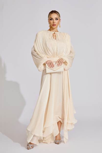 Ingemar Apricot Long Sleeve Maxi Dress
