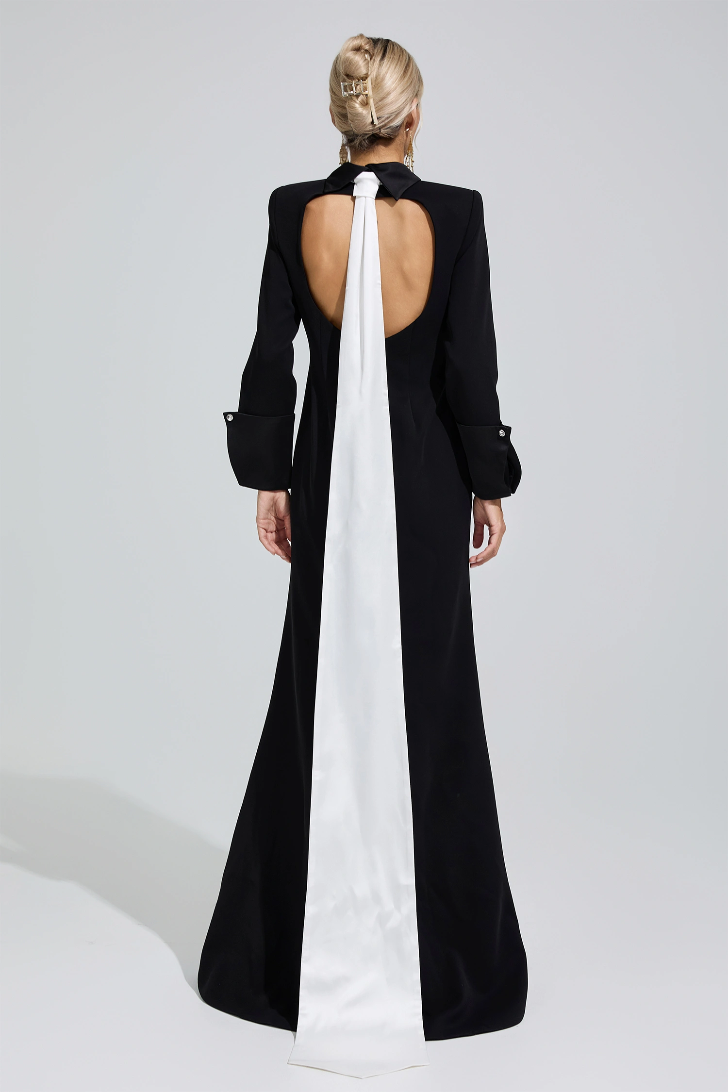 Catherine Black Halter Backless Long Tie Maxi Dress