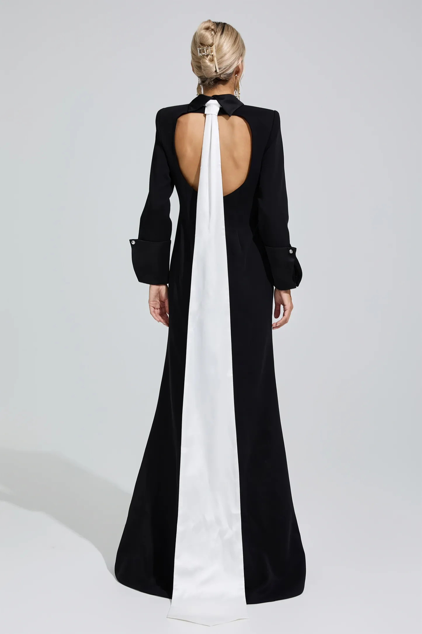 Catherine Black Halter Backless Long Tie Maxi Dress