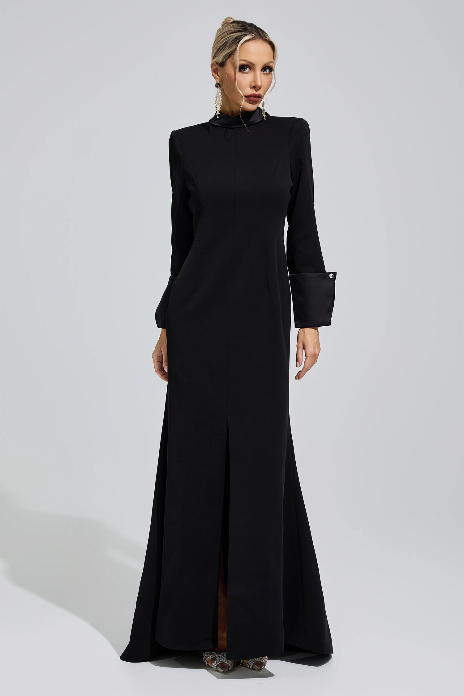 Catherine Black Halter Backless Long Tie Maxi Dress