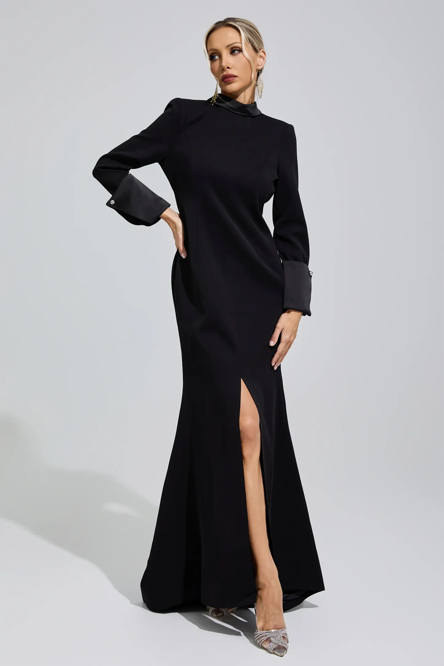 Catherine Black Halter Backless Long Tie Maxi Dress