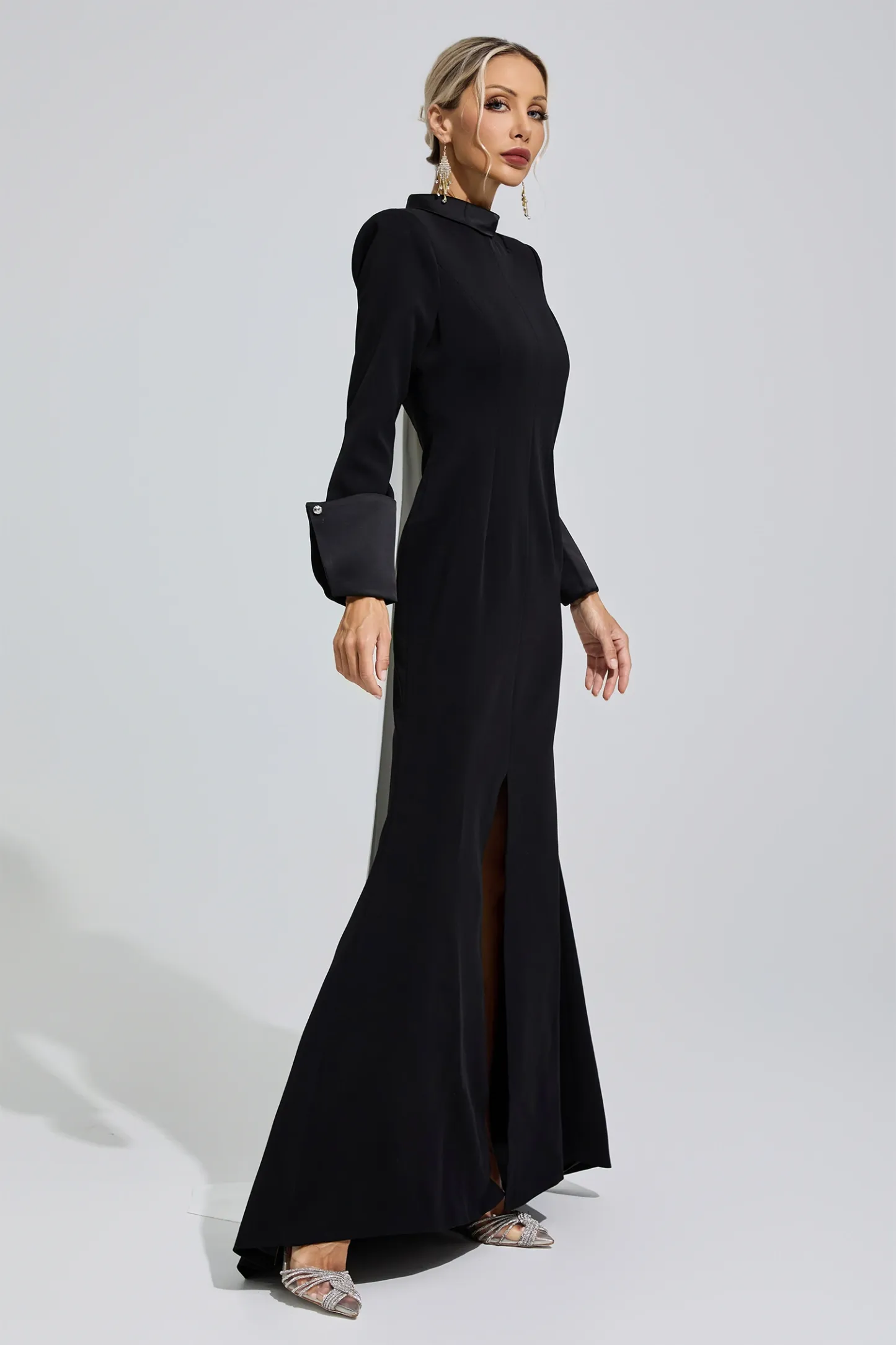 Catherine Black Halter Backless Long Tie Maxi Dress