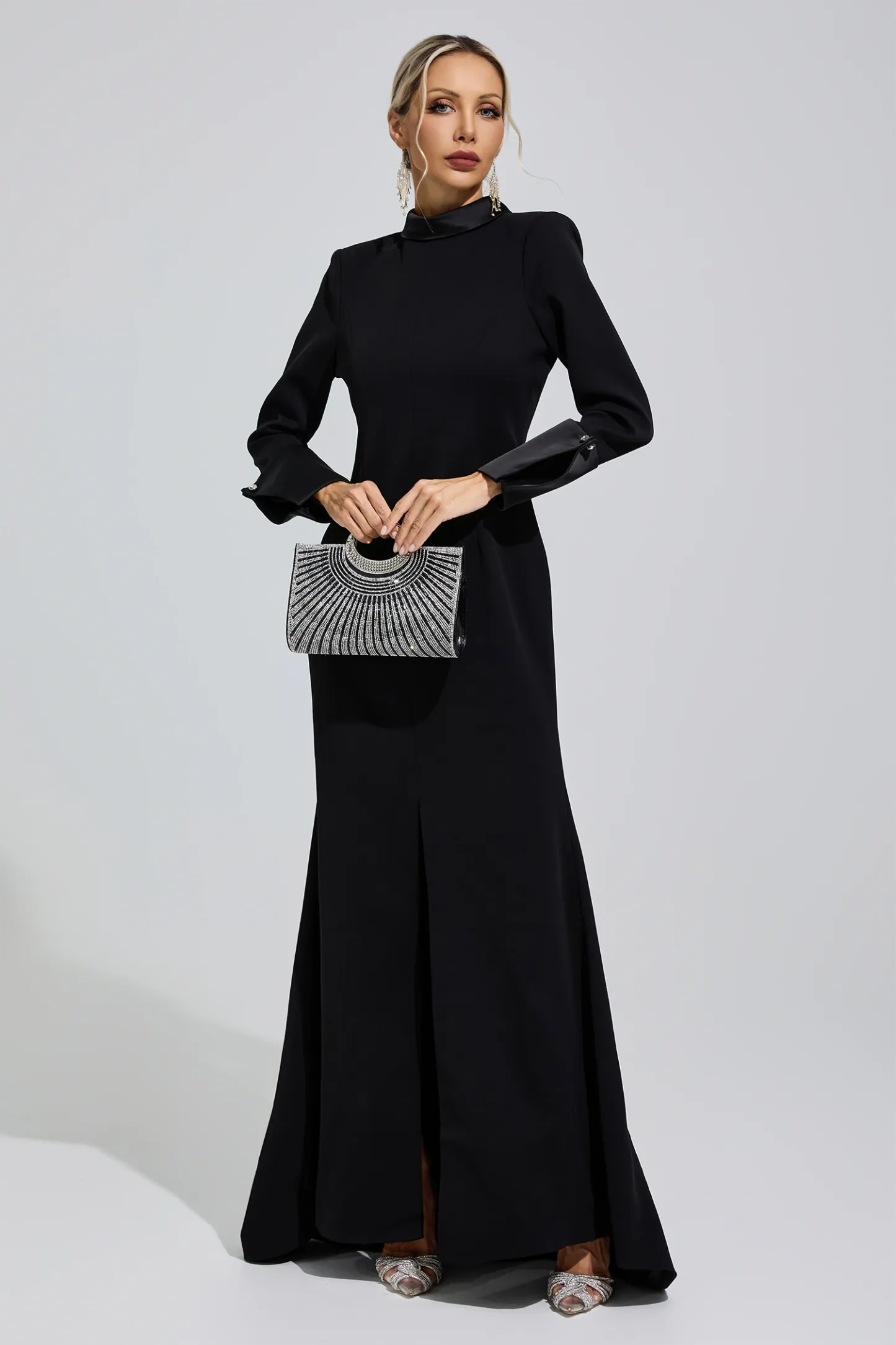 Catherine Black Halter Backless Long Tie Maxi Dress
