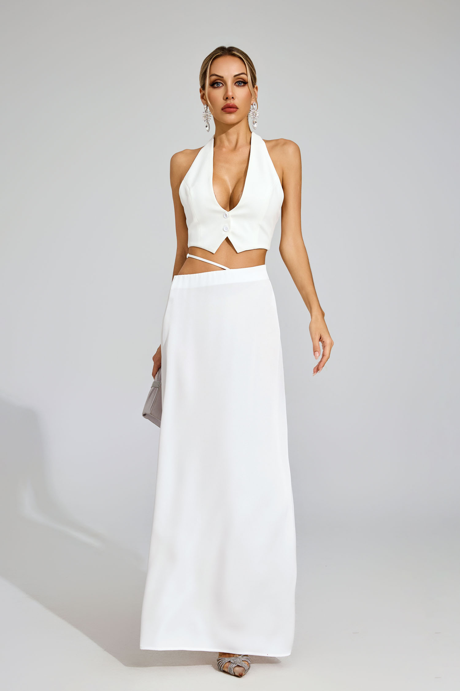 Carl White Halter Blazer Set