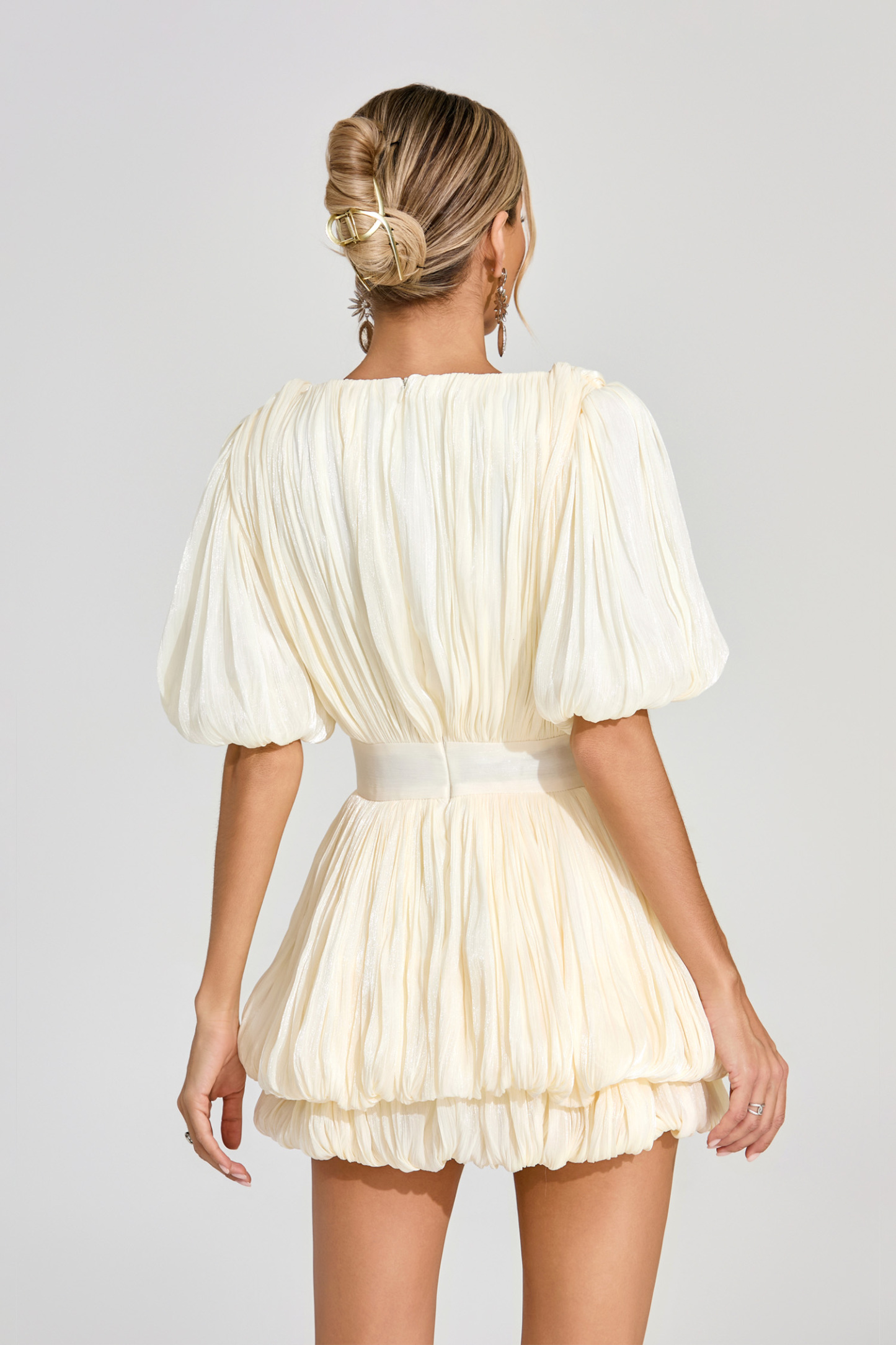 Stowe Apricot Pleated Mini Dress