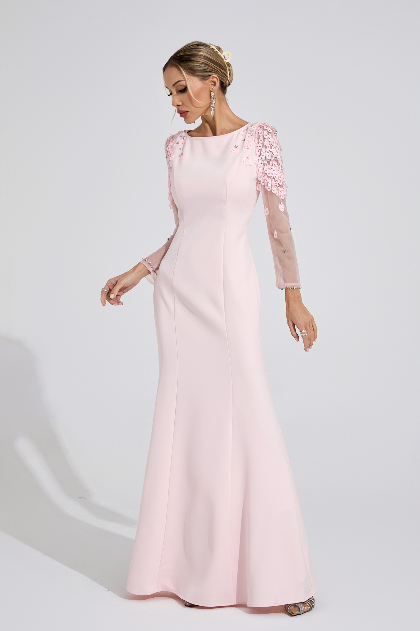 Creek Pink Sequined Maxi Dress