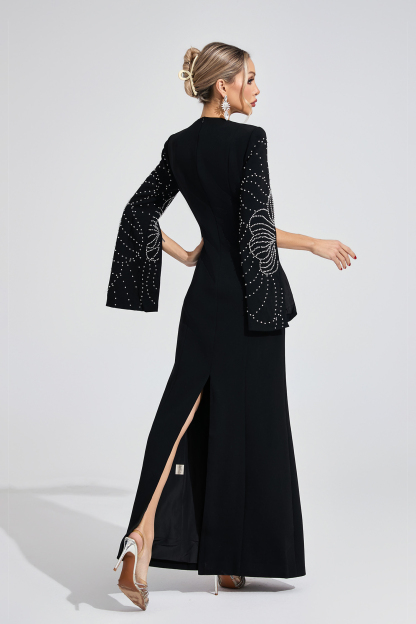 Cybele Black Beaded Maxi Dress