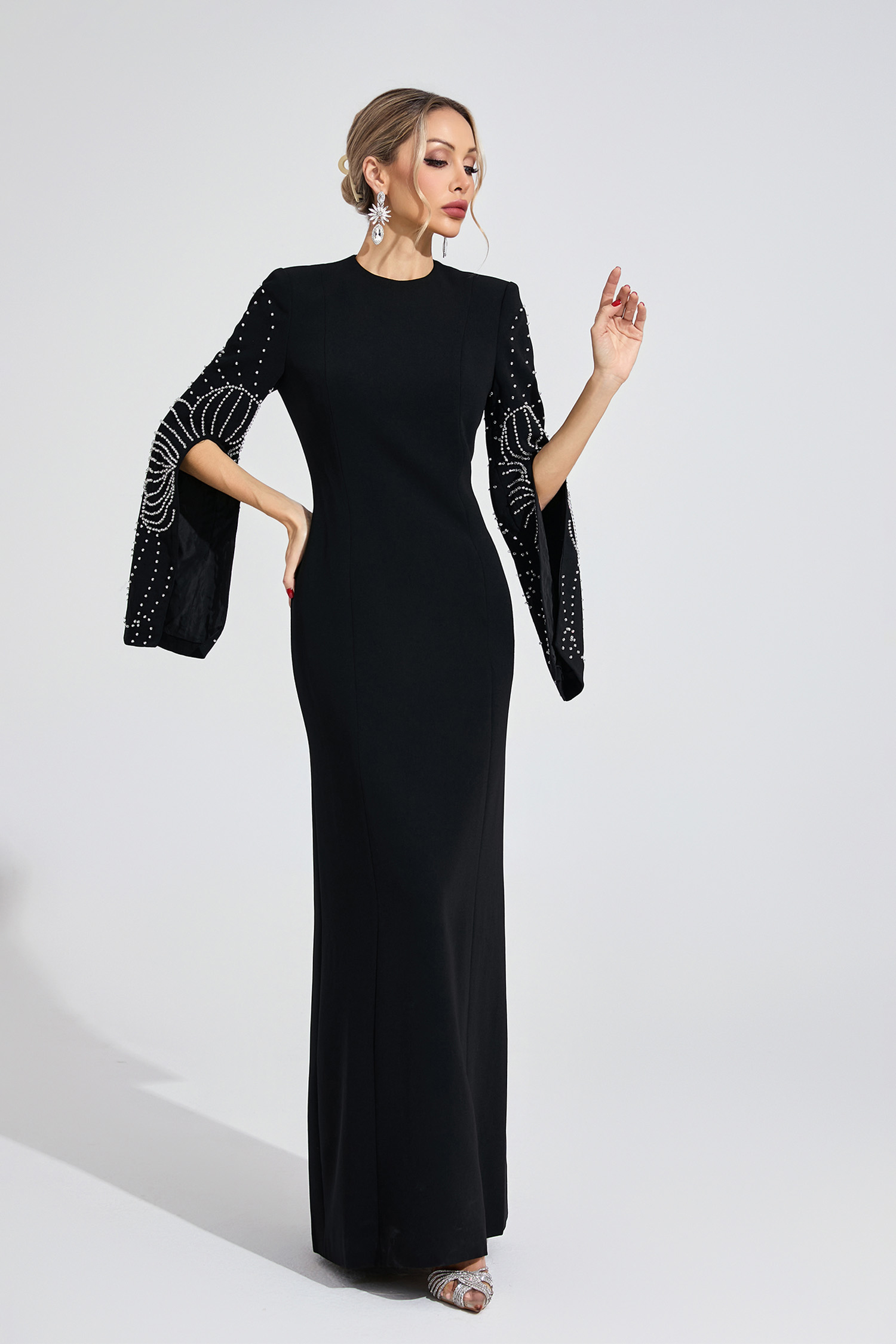 Cybele Black Beaded Maxi Dress
