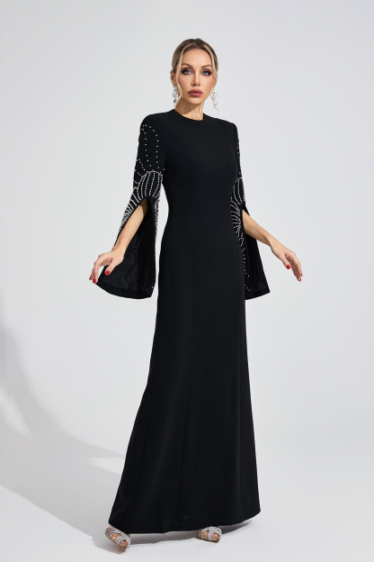 Cybele Black Beaded Maxi Dress