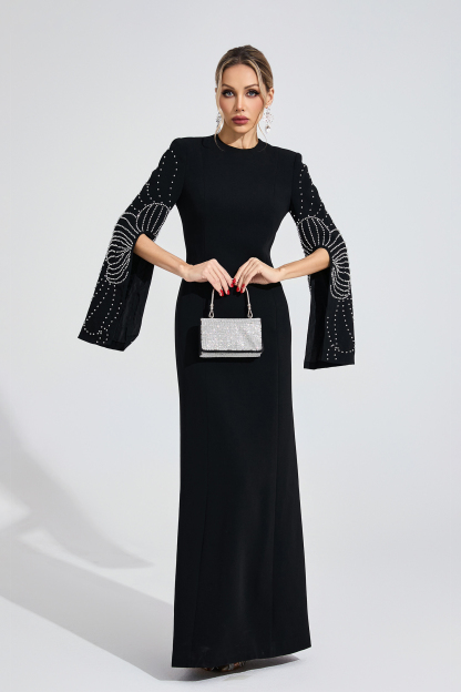 Cybele Black Beaded Maxi Dress