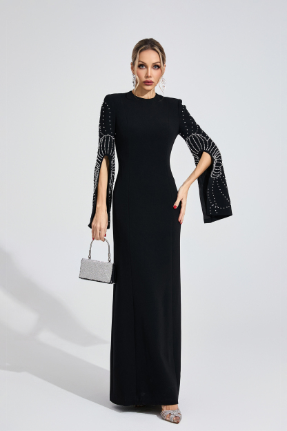 Cybele Black Beaded Maxi Dress