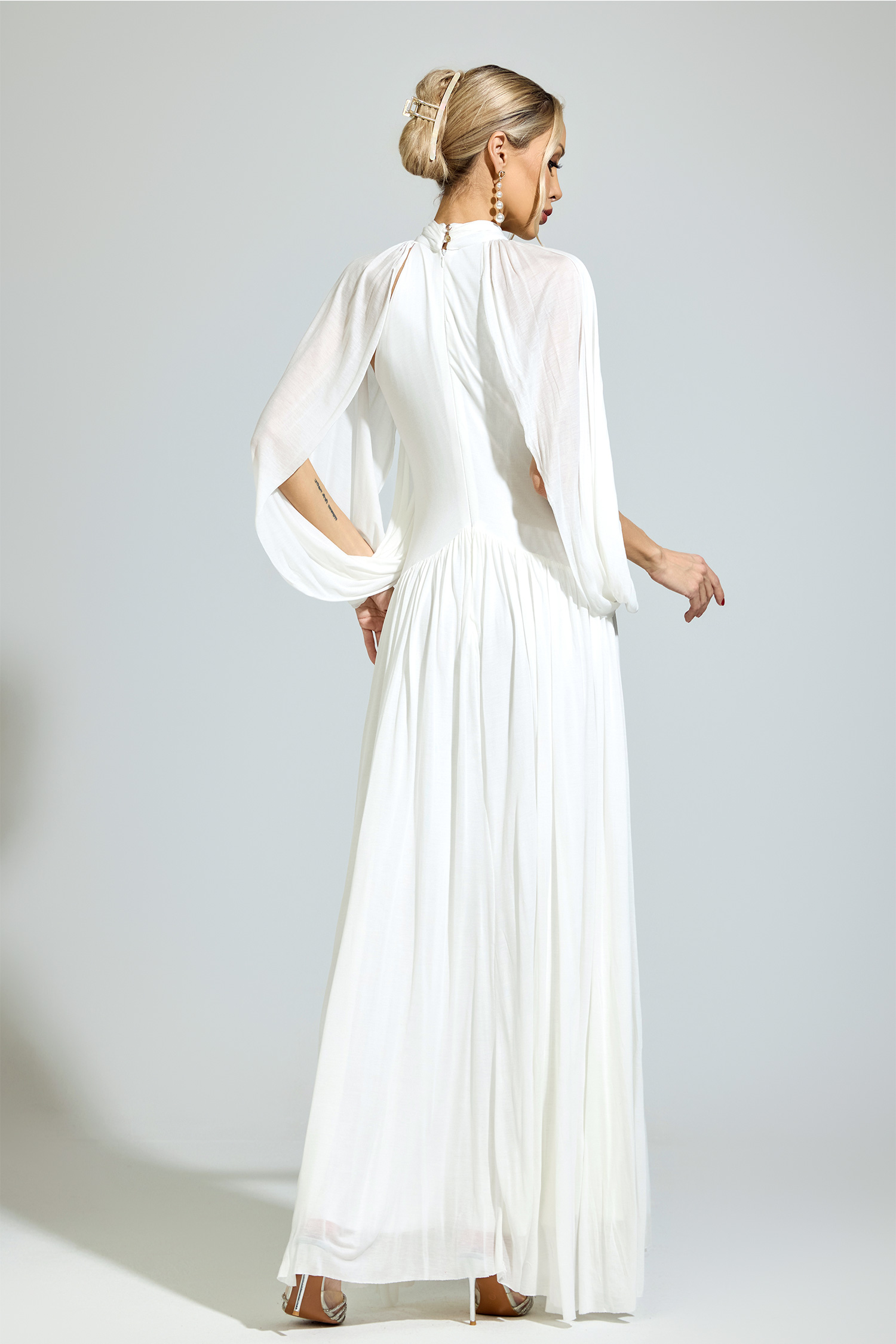 Luhmann​ White Pleated Sweater Dress