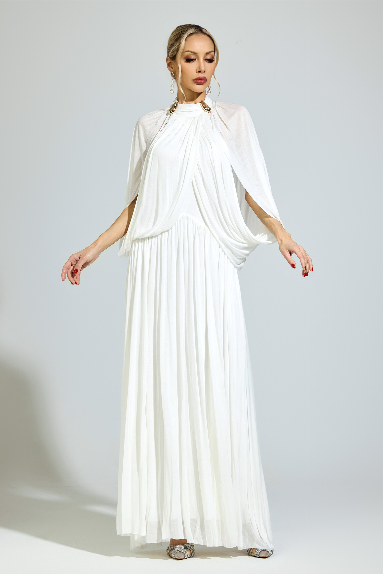Luhmann​ White Pleated Sweater Dress