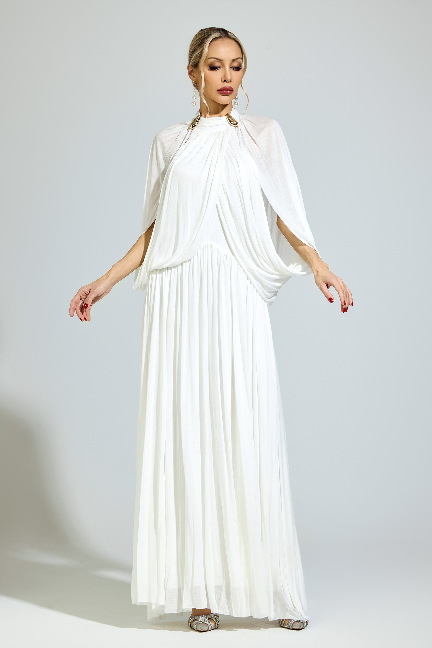 Luhmann​ White Pleated Sweater Dress
