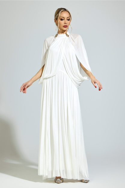 Luhmann​ White Pleated Sweater Dress