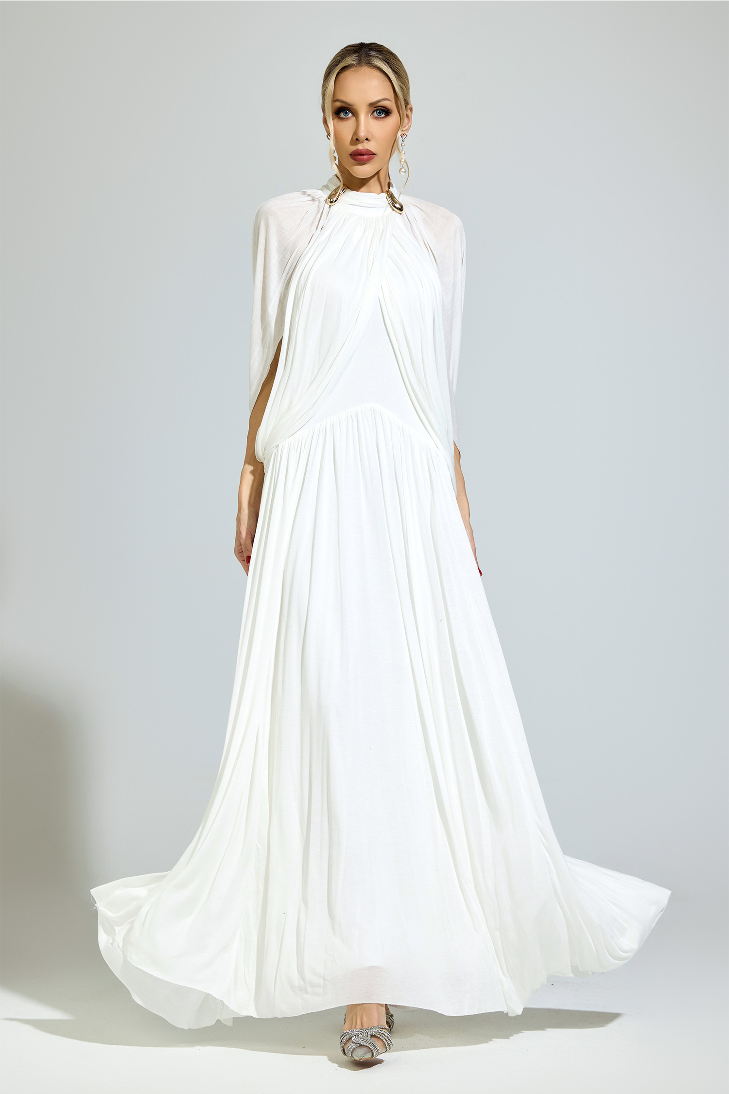 Luhmann​ White Pleated Sweater Dress