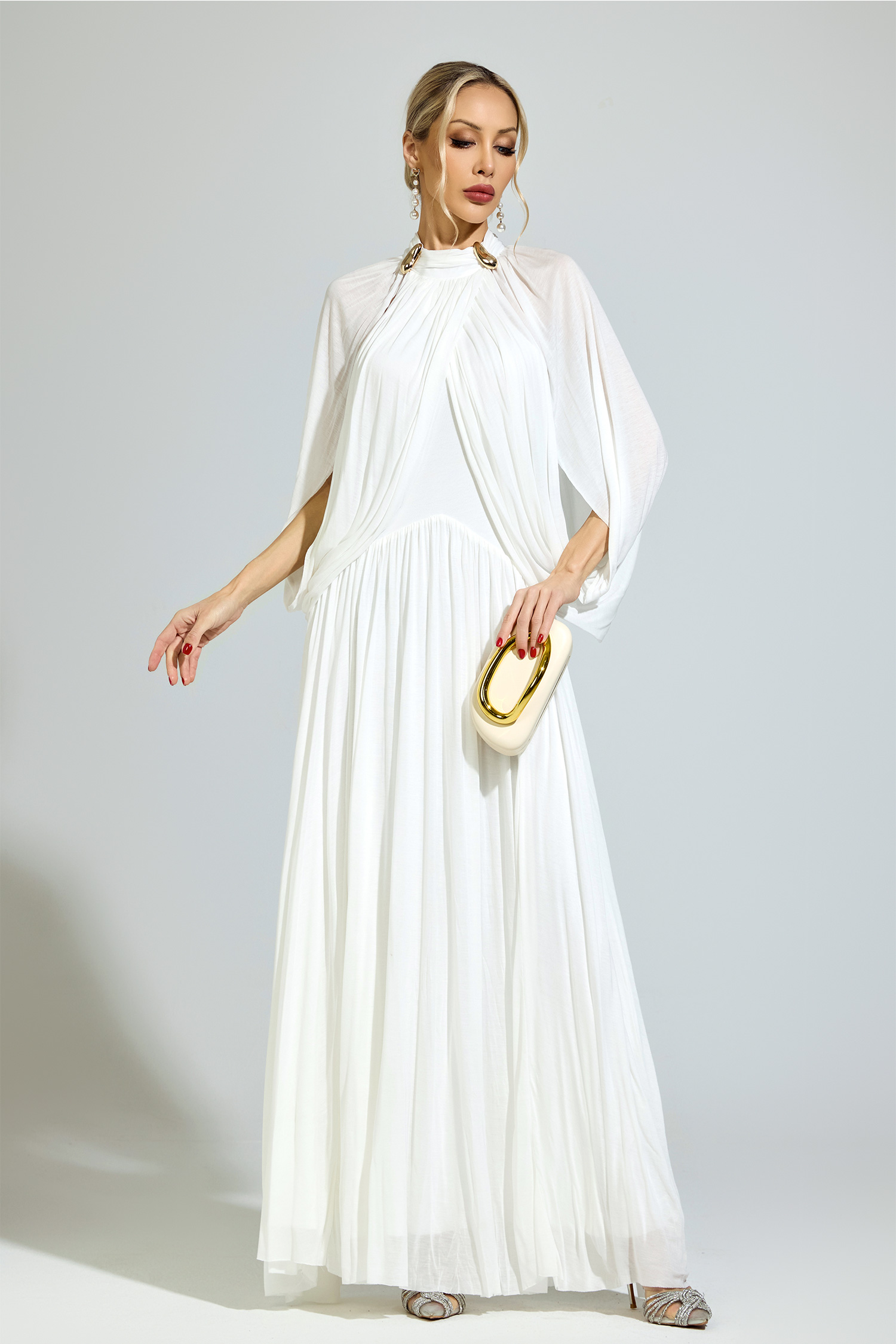 Luhmann​ White Pleated Sweater Dress