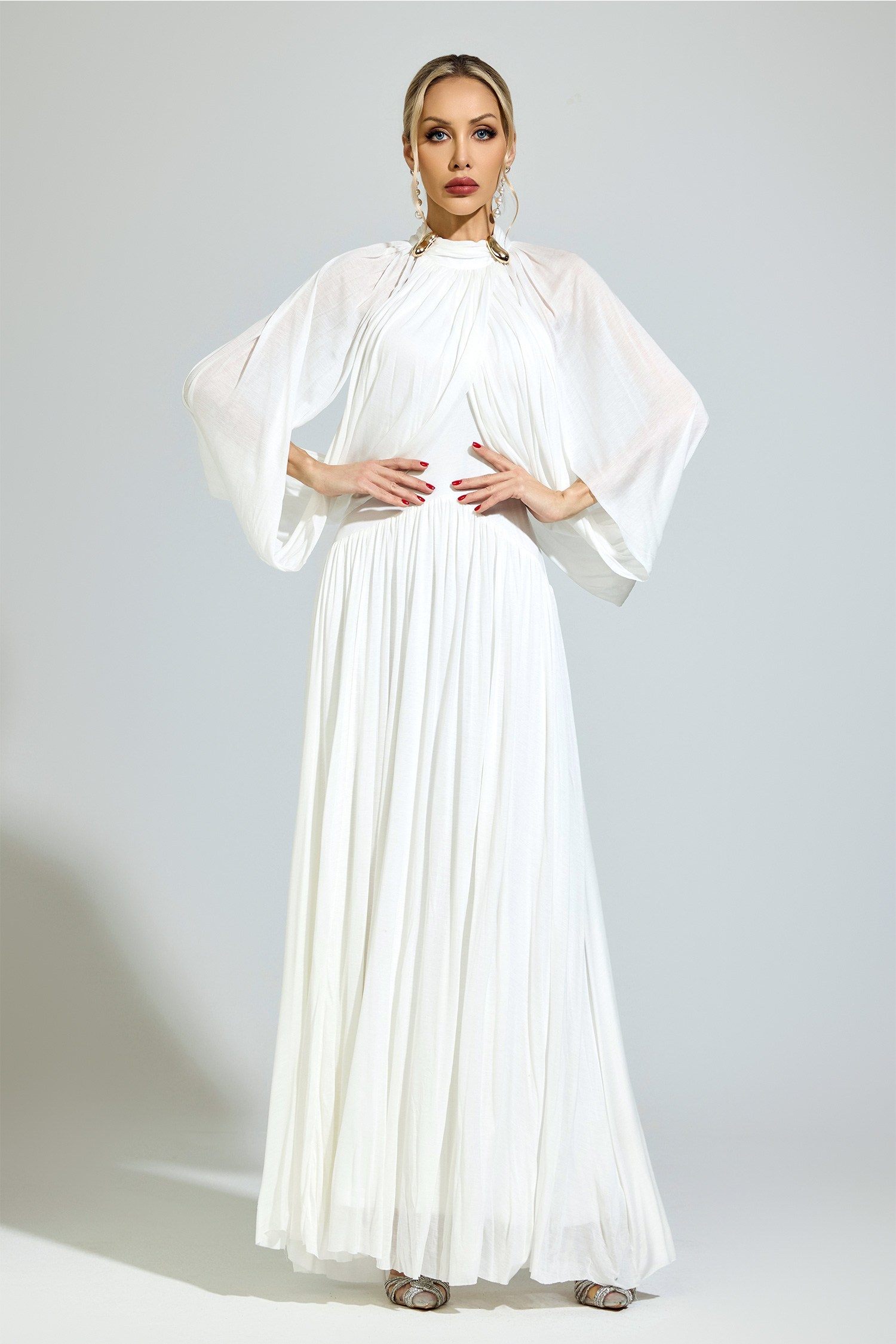 Luhmann​ White Pleated Sweater Dress