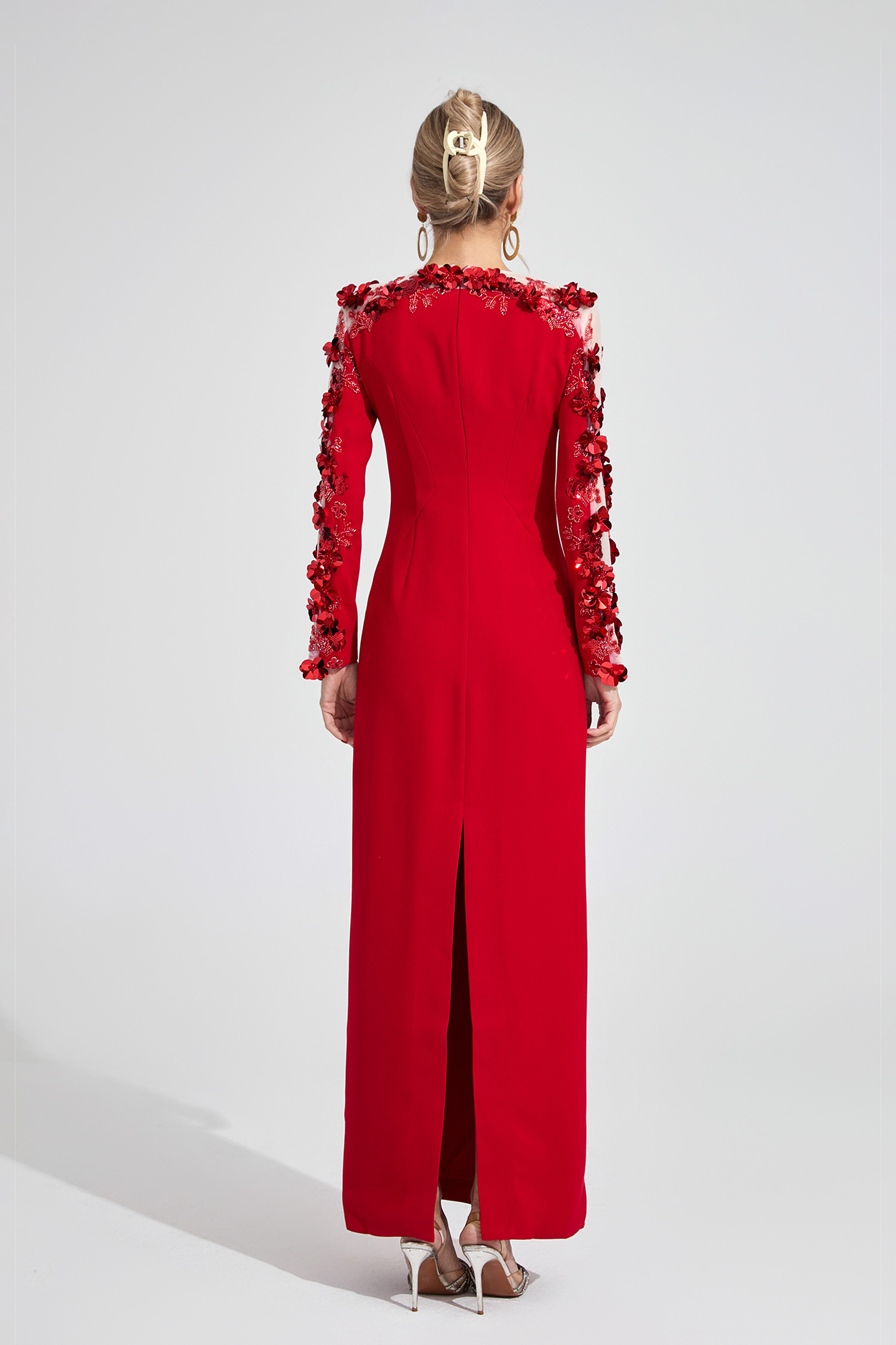 River Red 3D Floral Maxi Dress